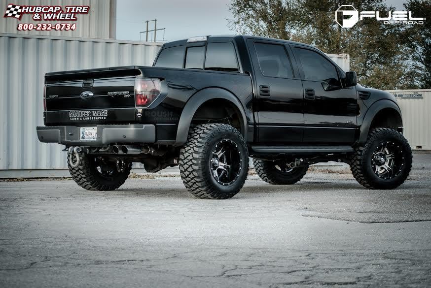 vehicle gallery/ford raptor fuel driller d257 0X0  Black & Machined with Dark Tint wheels and rims